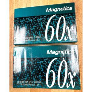 Magnetics 60x Blank Cassette Tapes High Speed Dubbing (Lot of Two/New)